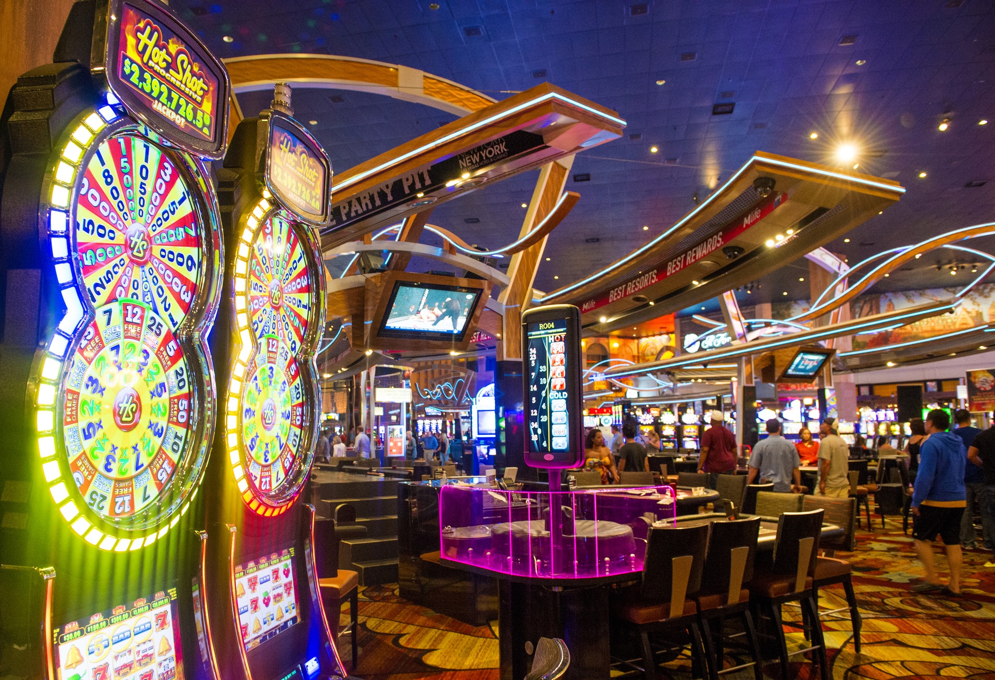 The modern entrance to the Amberforgepath restaurant and casino with its reception area